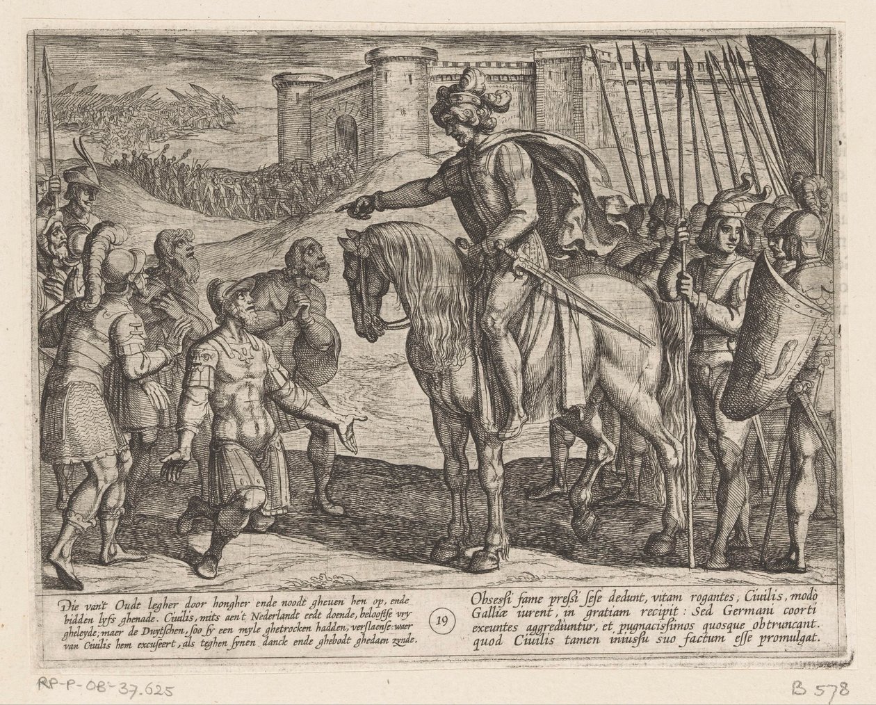 Az erőd emberei megadják magukat Julius Civilisnek Bataviai háborúk a rómaiak ellen (sorozat címe) Batavorum cum Romanis Bellum (sorozat címe) alkotó: Antonio Tempesta