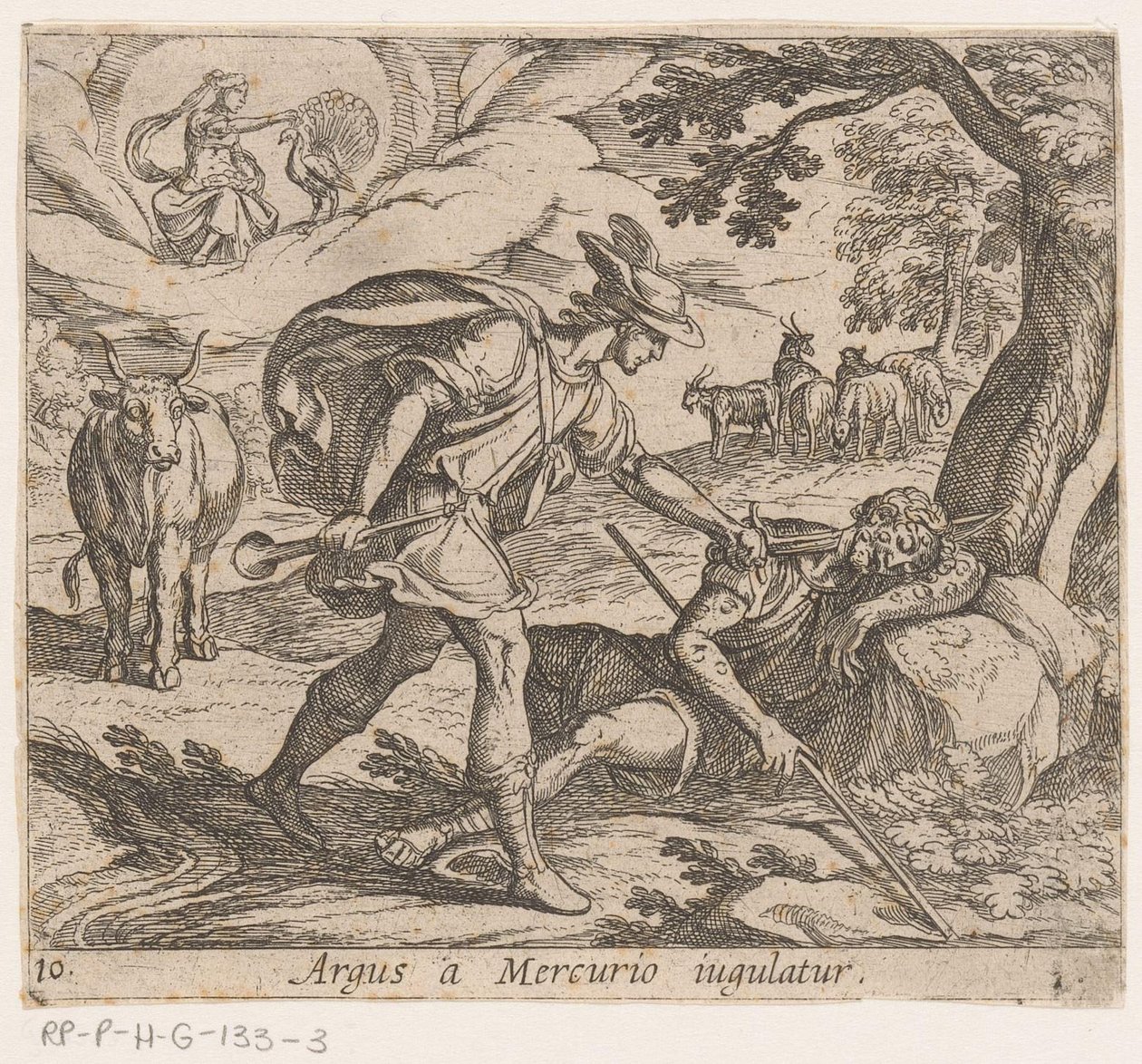 Mercury doodt Argus Argust megfojtotta a Merkúr (cím a tárgyon) Metamorfózis vagy átalakulások (sorozat címe) Metamorfosen van Ovidius (sorozat címe) alkotó: Antonio Tempesta