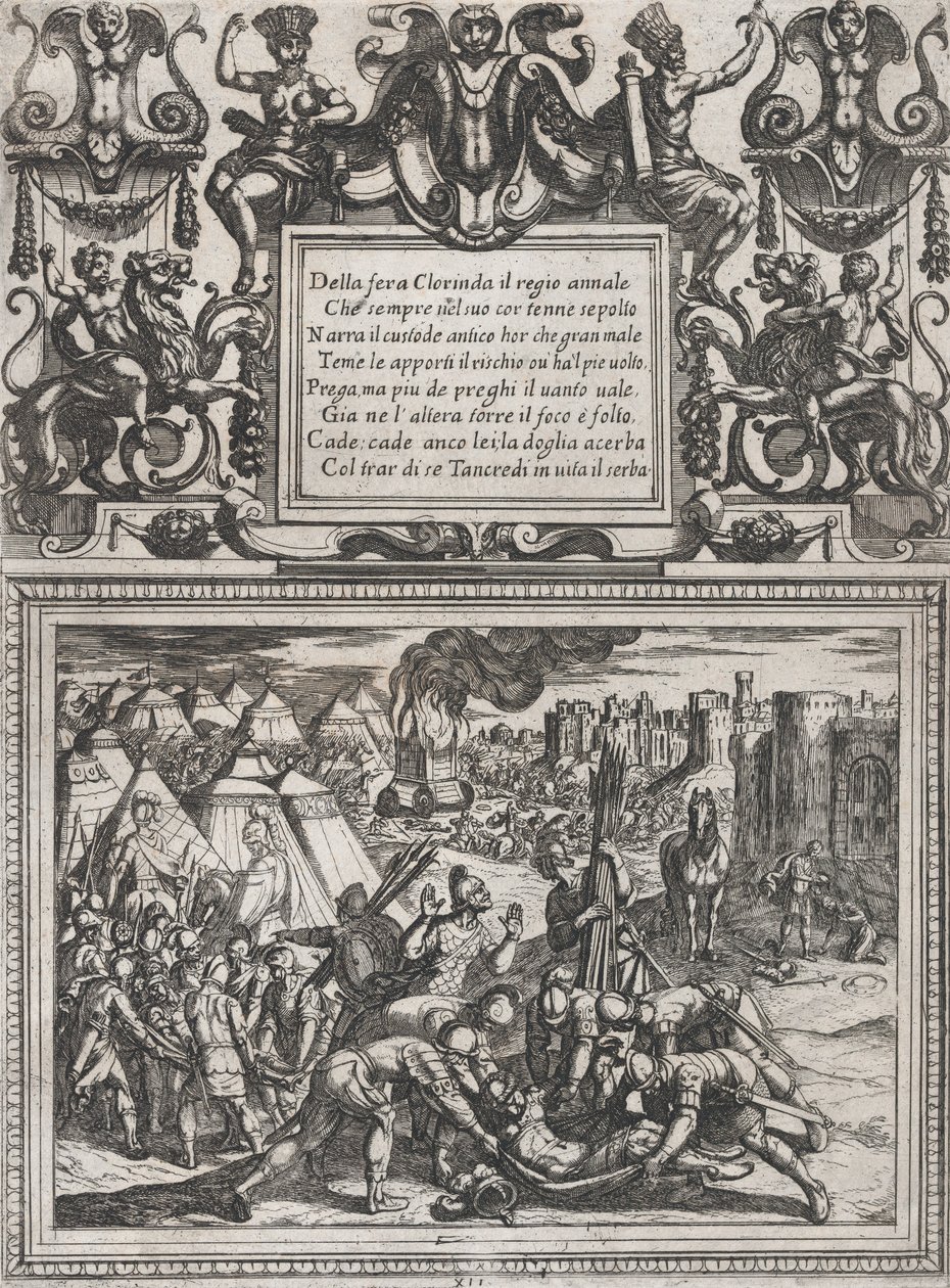 12. tábla: Illusztráció a XII. énekhez, Torquato Tasso Gerusalemme liberata ... című művéből, kb. 1590-1630. alkotó: Antonio Tempesta