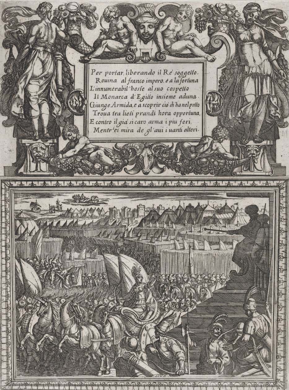 17. tábla: Illusztráció a XVII. énekhez, Torquato Tasso Gerusalemme liberata ... című művéből, kb. 1590-1630. alkotó: Antonio Tempesta