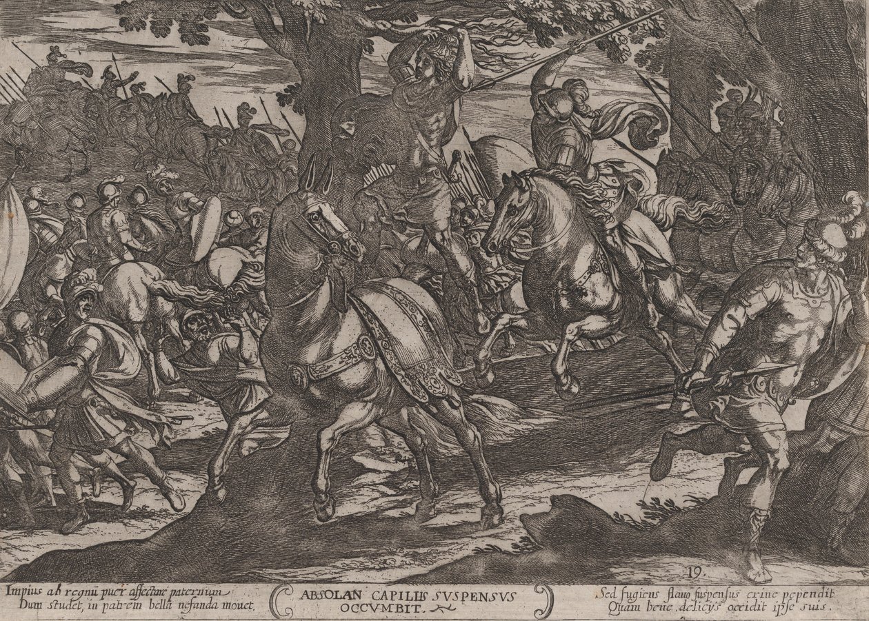 19. tábla: Jacob Killing Absalom, az Ószövetség csatáiból, kb. 1..., kb. 1590-kb. 1610. alkotó: Antonio Tempesta