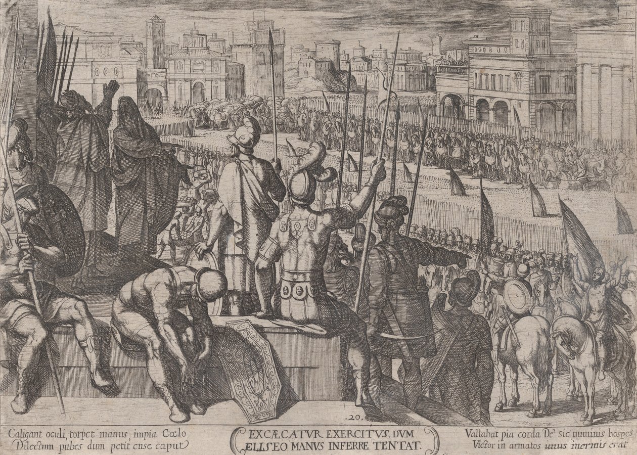 20. tábla: Elizeus elhozza a megvakult szíriai hadsereget Izrael királyához, kb. 1590-kb. 1610. alkotó: Antonio Tempesta