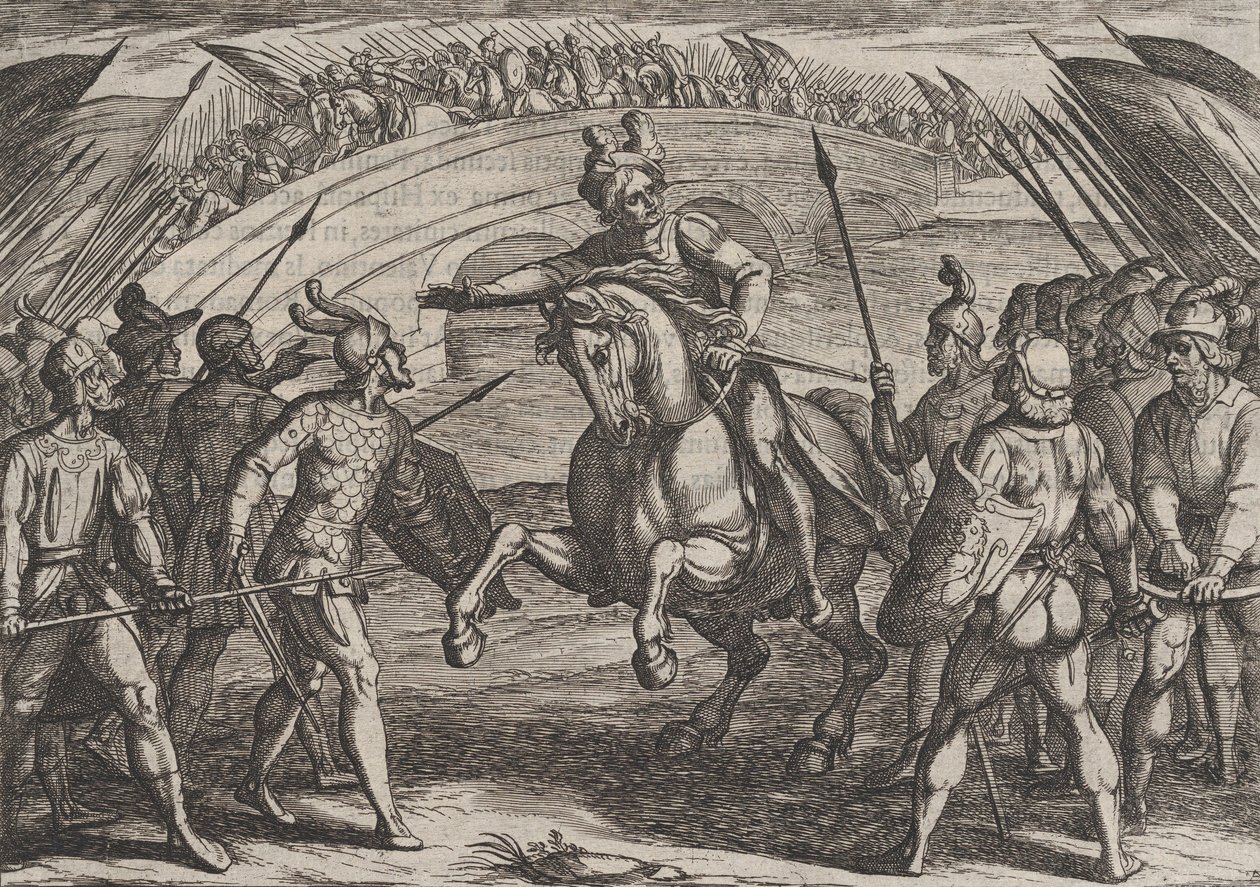 22. tábla: A civilis szétválasztja a német és a holland csapatokat, A rómaiak háborúja a th... című filmből, 1611. alkotó: Antonio Tempesta