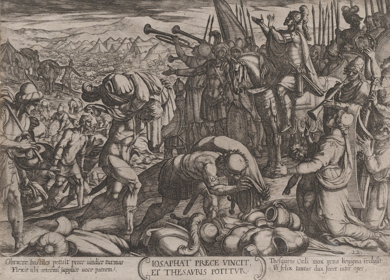 22. tábla: Józsafát hálát ad Istennek győzelméért, a Régi csaták... c. 1590-kb. 1610. alkotó: Antonio Tempesta