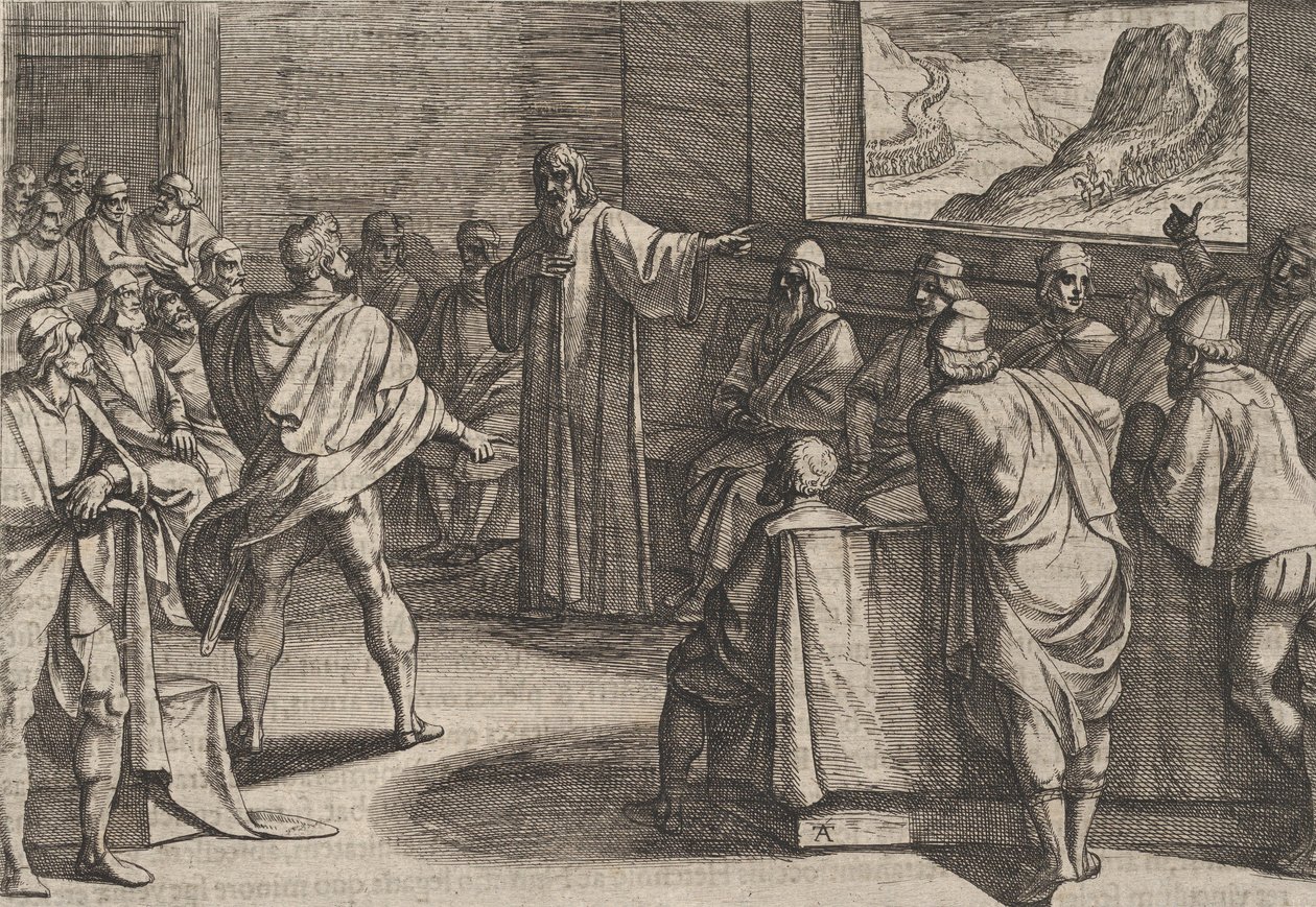 23. tábla: Konferencia arról, hogy milyen lépéseket kell tenni a rómaiak új csapataival szemben, 1611. alkotó: Antonio Tempesta