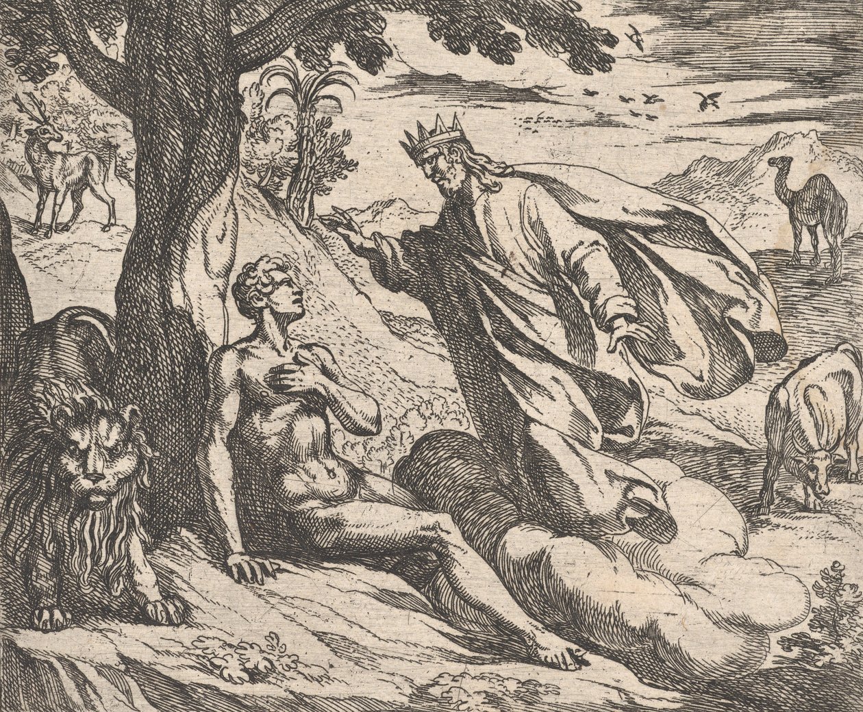 2. tábla: Az ember teremtése Hominis creatio, Ovidius „Metamorphoses” című művéből, 1606. alkotó: Antonio Tempesta