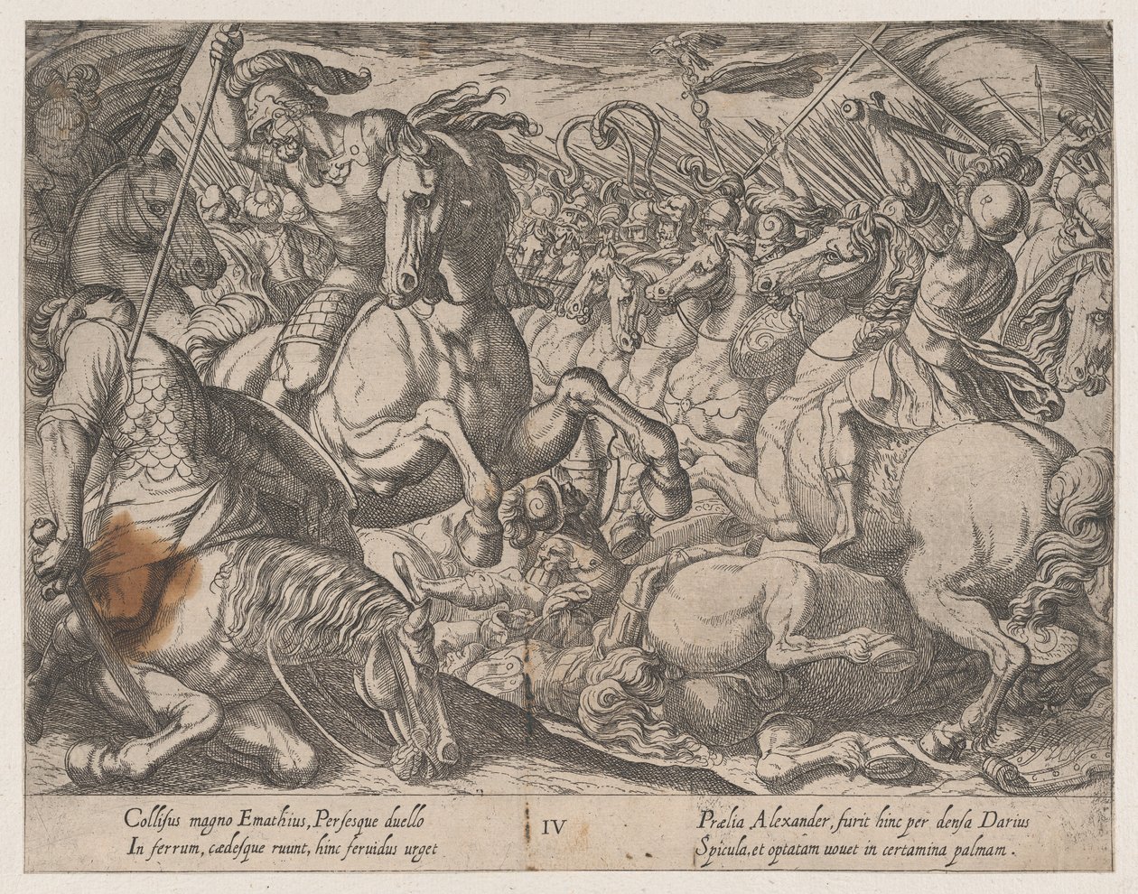 4. tábla: Sándor harcban a perzsákkal, Nagy Sándor tetteiből, 1608. alkotó: Antonio Tempesta