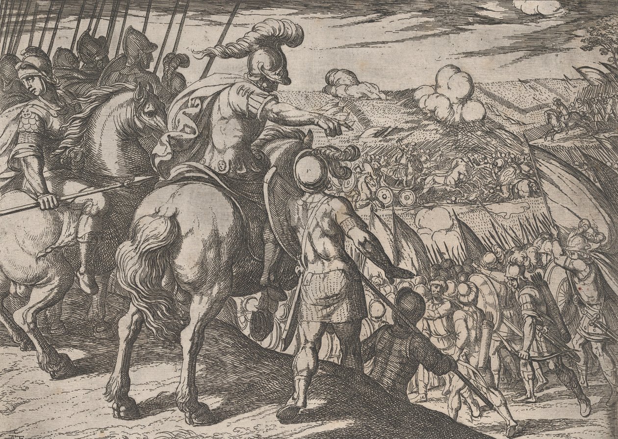 5. tábla: Sándor csatát irányít, Nagy Sándor tetteiből, 1608., alkotó: Antonio Tempesta