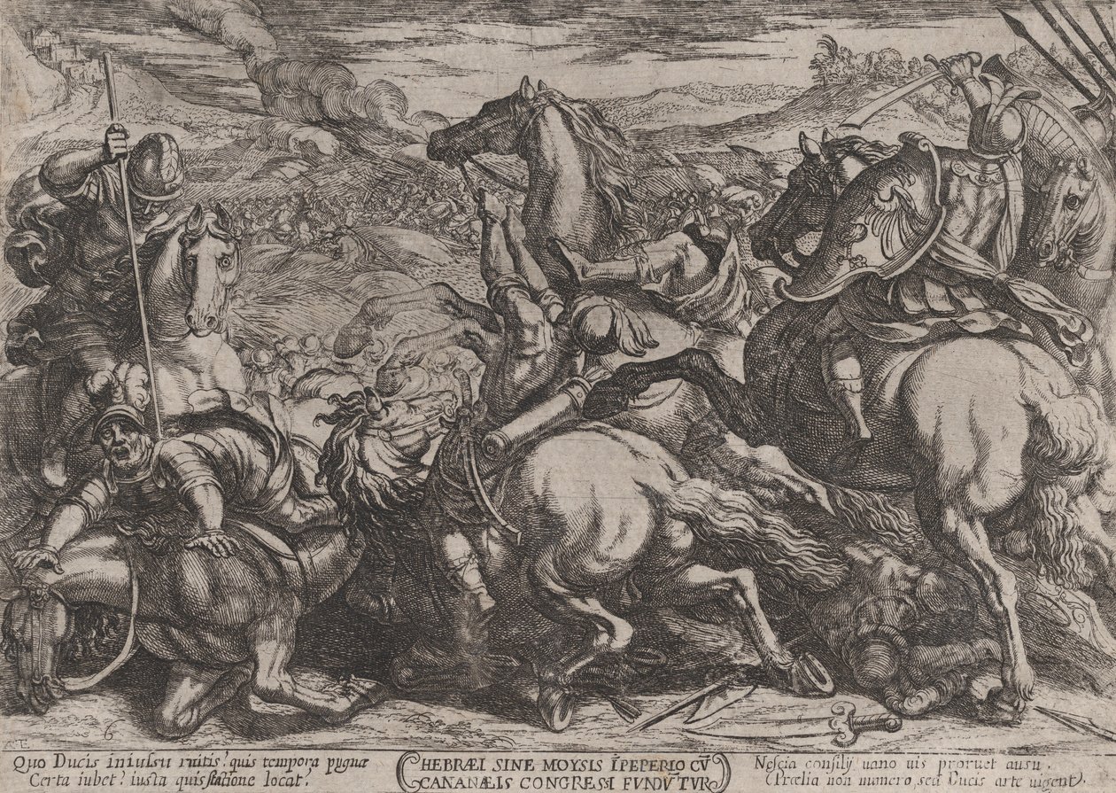 6. tábla: A kánaániak által legyőzött izraeliták, mert nem engedelmeskedtek Mózesnek..., kb. 1590-kb. 1610. alkotó: Antonio Tempesta