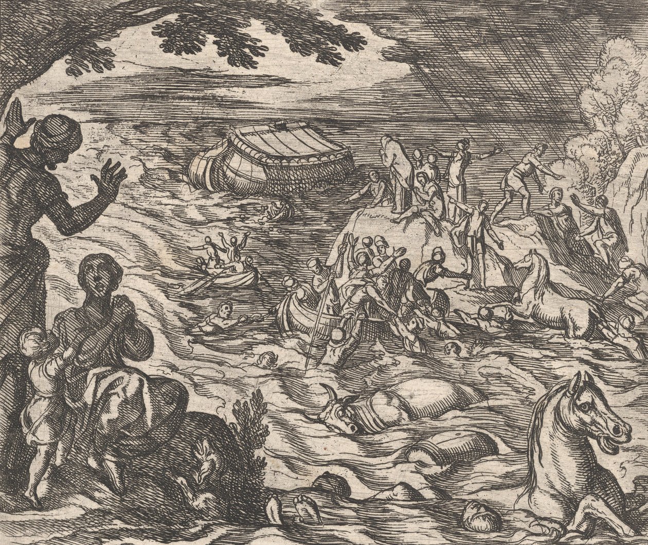 7. tábla: The Flood Diluvium., Ovidius „Metamorphoses” című művéből, 1606. alkotó: Antonio Tempesta