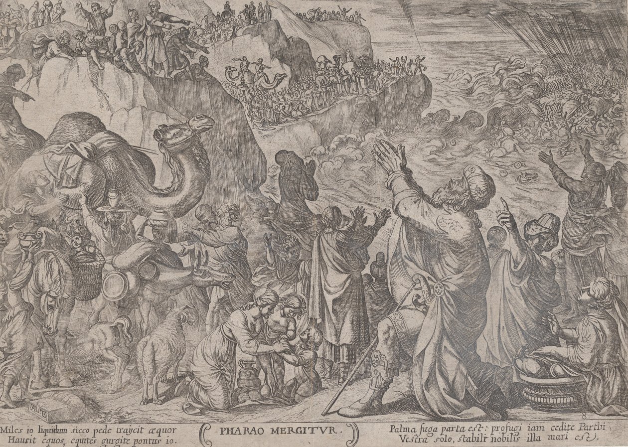 8. tábla: A Vörös-tengerbe fulladó egyiptomiak, „A régi harcok…” c. 1590-kb. 1610. alkotó: Antonio Tempesta