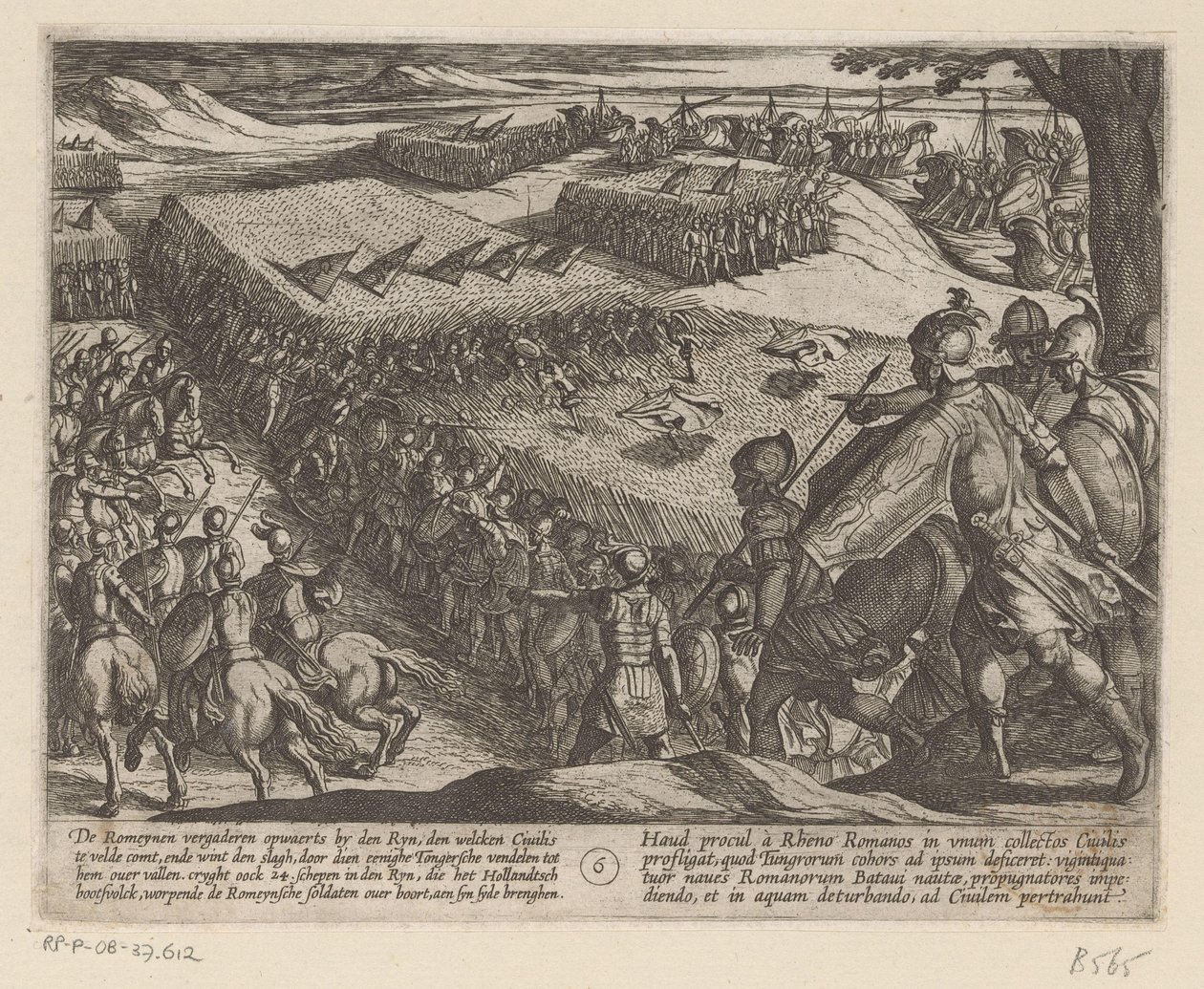 A rómaiak vereséget szenvedtek a Rajnánál Bataviai háborúk a rómaiak ellen (sorozat címe) Batavorum cum Romanis Bellum (sorozat címe) alkotó: Antonio Tempesta