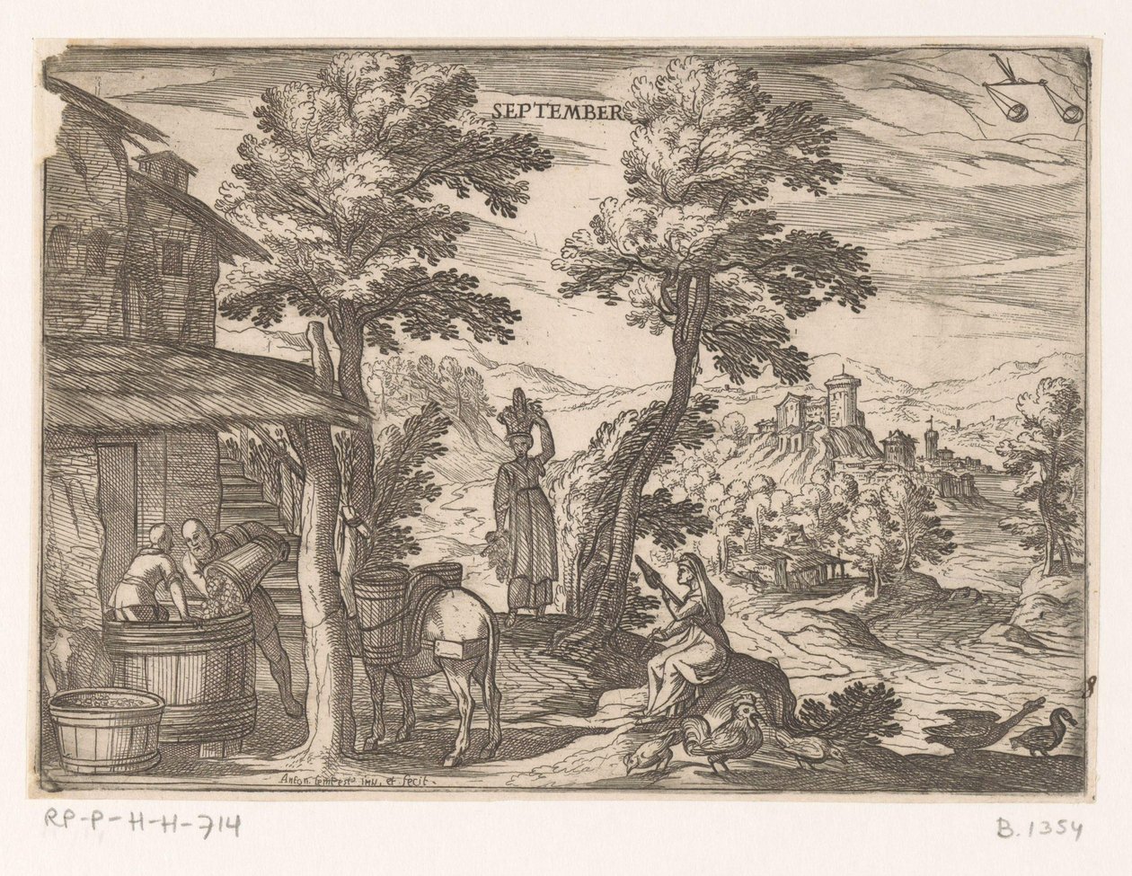 Szeptember: Borkészítés (Mérleg) Szeptember (cím az objektumon) A tizenkét hónap (2. rész) (sorozat címe) alkotó: Antonio Tempesta
