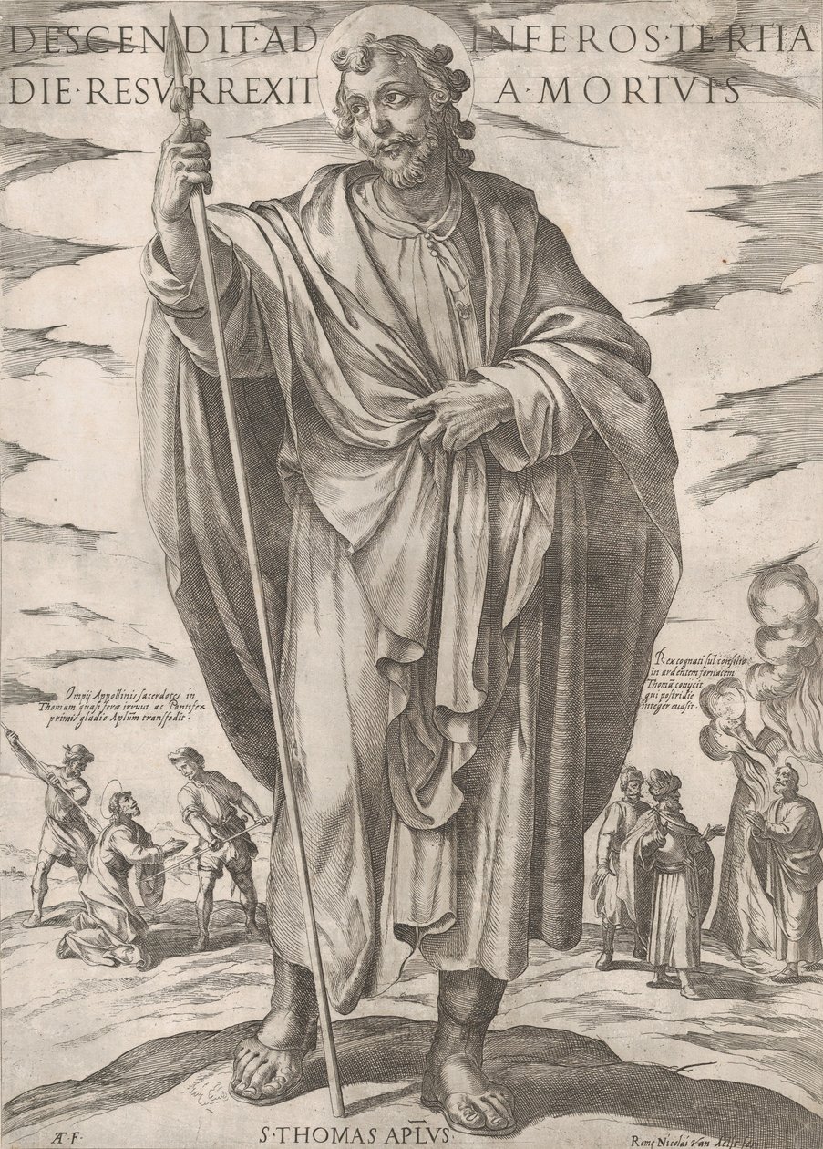 Szent Tamás, a „Krisztus, Mária és az apostolok” című könyvből, 16. század vége. alkotó: Antonio Tempesta
