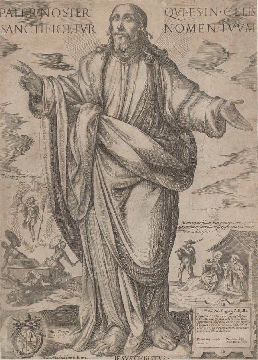 Álló Krisztus, áldás „Krisztustól, Máriától és az apostoloktól”, kb. 1590-kb. 1610. alkotó: Antonio Tempesta