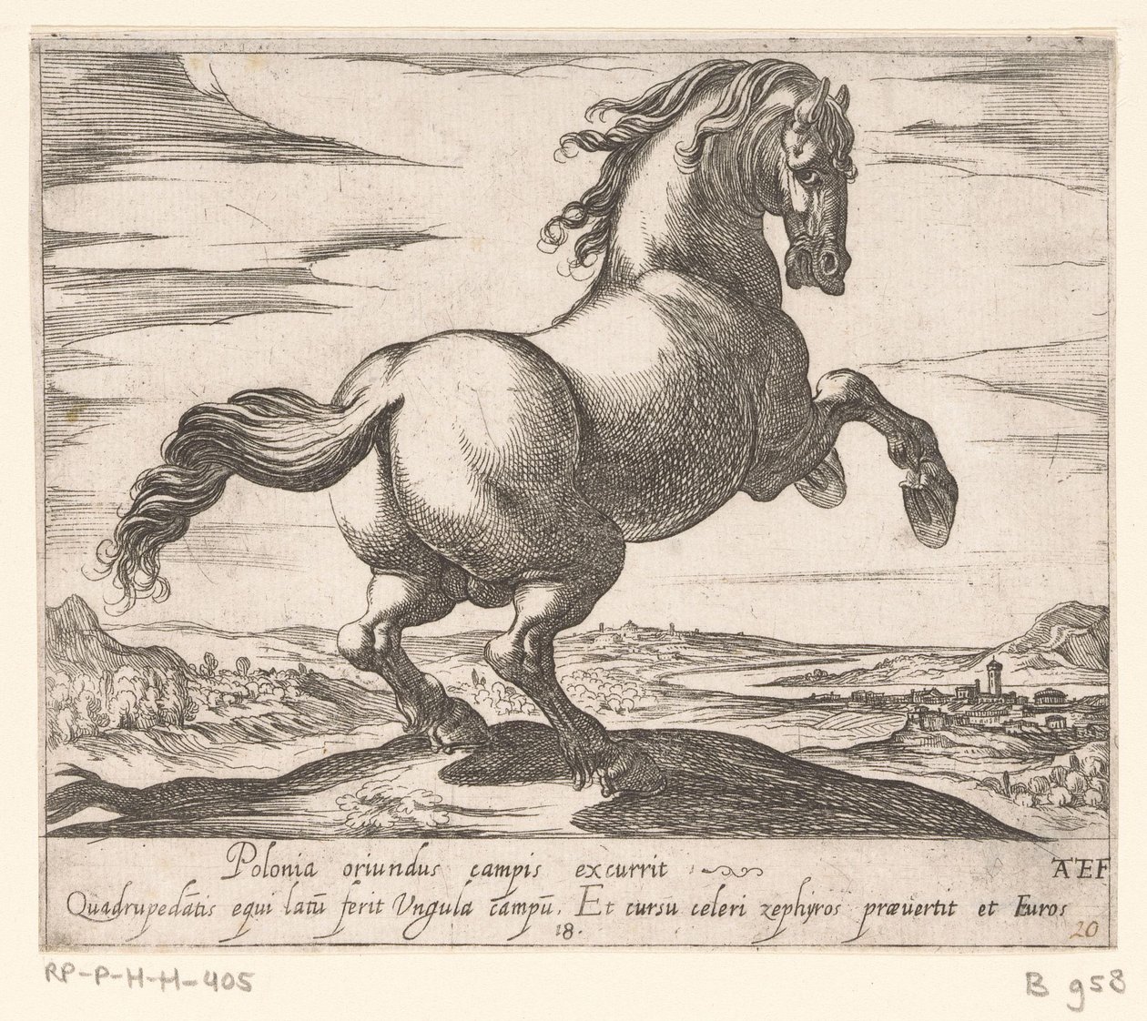 Steigerend paard naar rechts gewend Paarden uit verschiedelden landen (sorozat címe) Ezekkel a vezetőkkel viroru szájú vezetőként fognak ünnepelni. alkotó: Antonio Tempesta