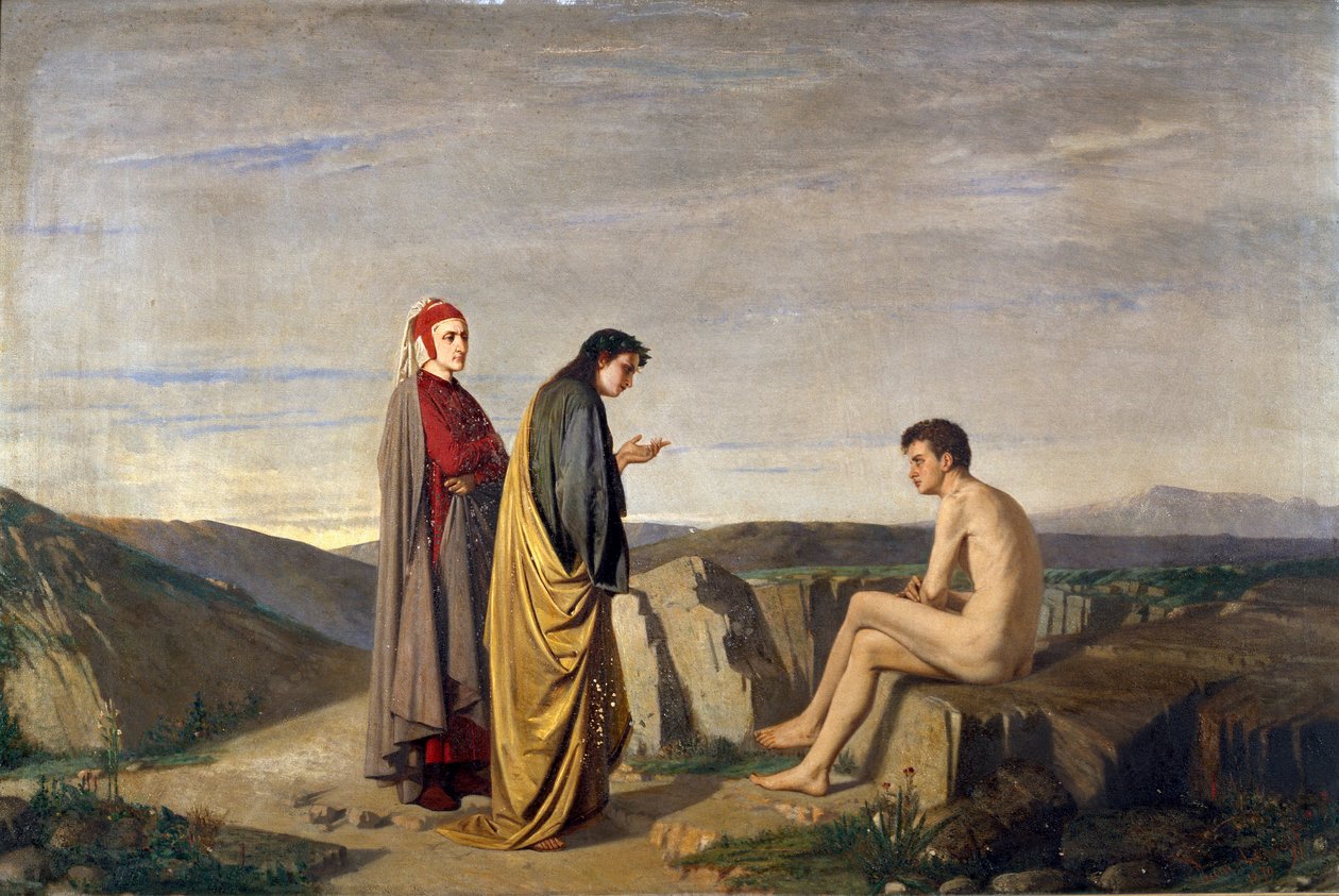 Dante és Vergilius találkozik Sordello da Goito költővel a Dante Alighieri (1265-1321) Purgatórium D
