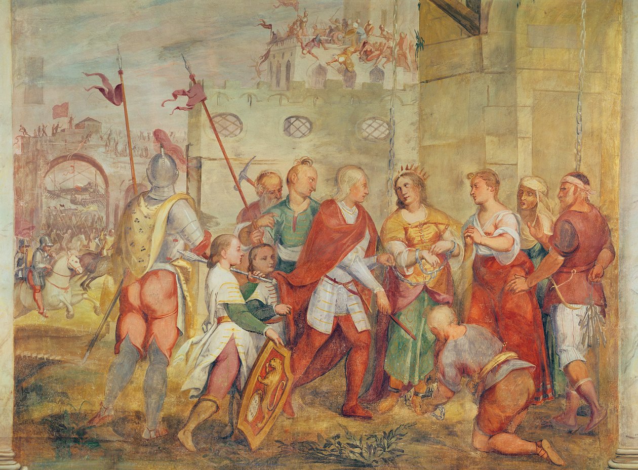 Jacopo Barbarigo 1426-ban kiszabadította Margit magyar királynőt a törökök alól (falfestmény) alkotó: Antonio Vassilacchi