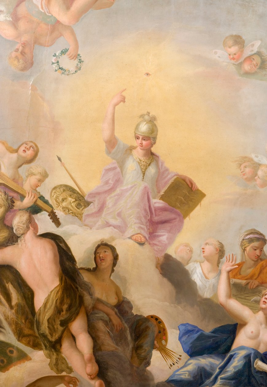 A művészetek és tudományok által körülvett Minerva, részlet a The Banqueting House-ból alkotó: Antonio Verrio