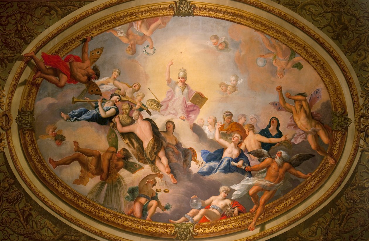 A művészetek és tudományok által körülvett Minerva, részlet a The Banqueting House-ból alkotó: Antonio Verrio