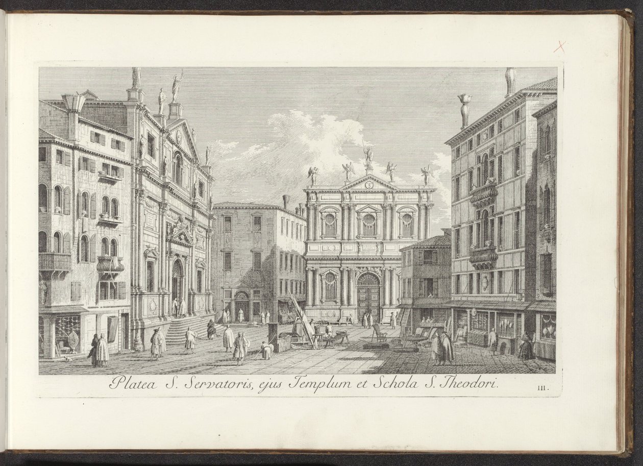 Gezicht op Campo San Salvador te Venetië Szent Megváltó utca, temploma és Szent Theodor iskolája (cím a tárgyon) Gezichten op bugemenen en pleinen in Venetië (sorozat címe) Velence városának híresebb kilátásai, az Antonius-csatorna felől, 38 légpanel alkotó: Antonio Visentini