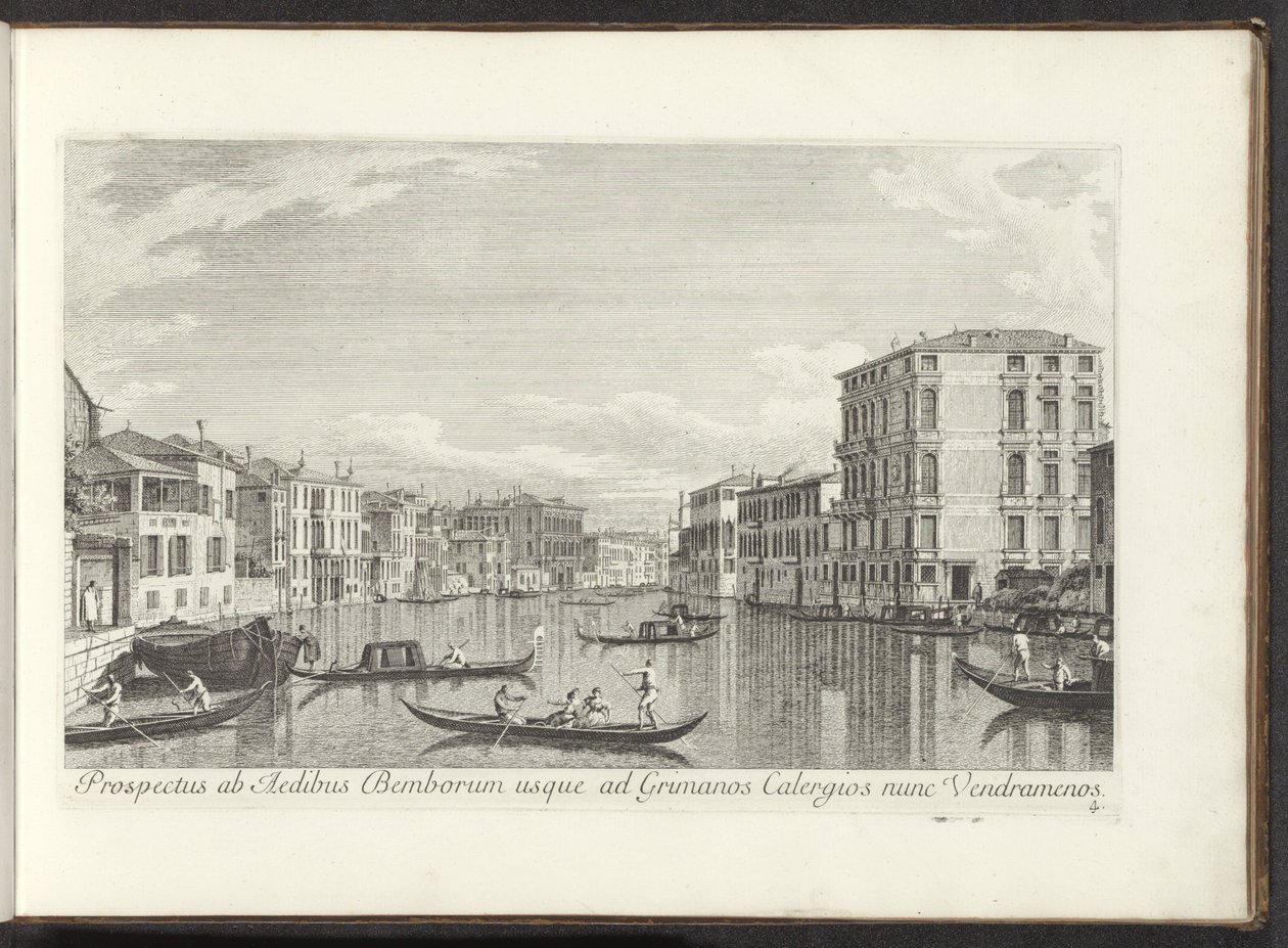 Gezicht op het Canal Grande, Palazzo Bembo en Palazzo Vendramin-Calergi te Venetië Bembo házainak kilátása Grimanos Calergiosig most Vendramenos (cím az objektumon) Velence városának híresebb kilátásai az Antonius-csatorna tábláiról 38 aer alkotó: Antonio Visentini