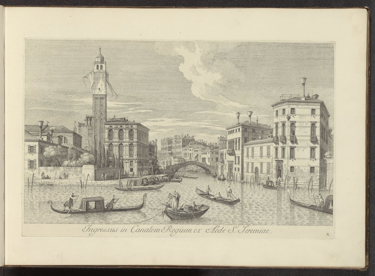 Gezicht op het Cannaregio en Palazzo Labia te Venetië Bejárat a királyi csatornába Szent Jeremiás házából (cím a tárgyon) Velence városának leghíresebb kilátása az Antonius-csatorna 38 táblájáról, amelyet Antonio Vissentini nyomtatott levegőre, három részr alkotó: Antonio Visentini
