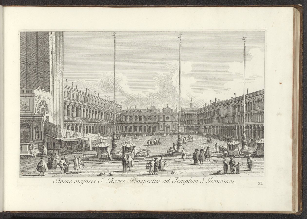 Gezicht op het San Marcoplein te Venetië A Szent Márk Prospektus nagyobb területe a Szent Jeminiani-templomhoz (cím a tárgyon) Gezichten op bugemenen en pleinen in Venetië (sorozat címe) Velence városának híresebb kilátásai, az Antonius-csatorna felől, 38  alkotó: Antonio Visentini