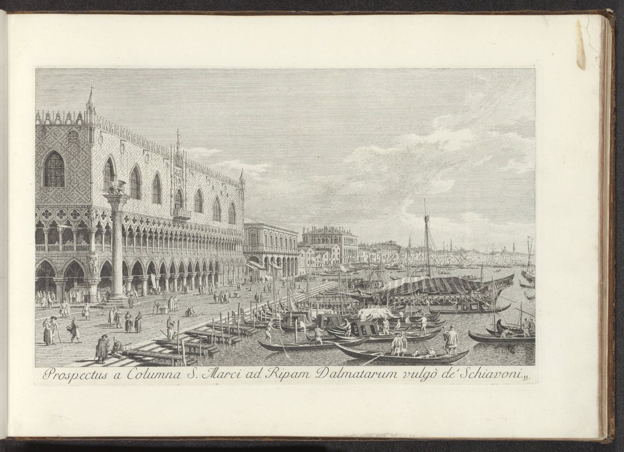 Hoek van het San Marcoplein met het Dogepaleis en de zuil met de Leeuw van Venetië Kilátás a Szent Márk-oszlopról a Dalmatia Bank vulgò de