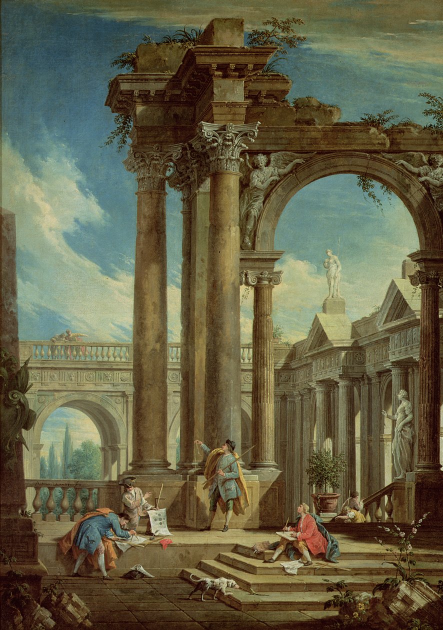 Studying Perspective among Roman Ruins alkotó: Antonio Visentini
