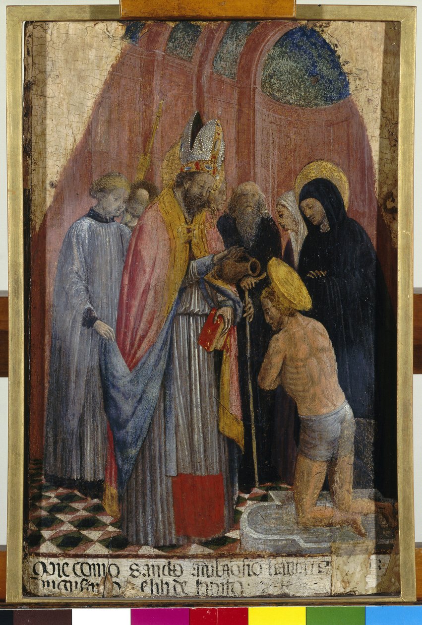 Szent Ambrus megkereszteli Szent Ágostont, 1441 körül (tempera a táblán) alkotó: Antonio Vivarini