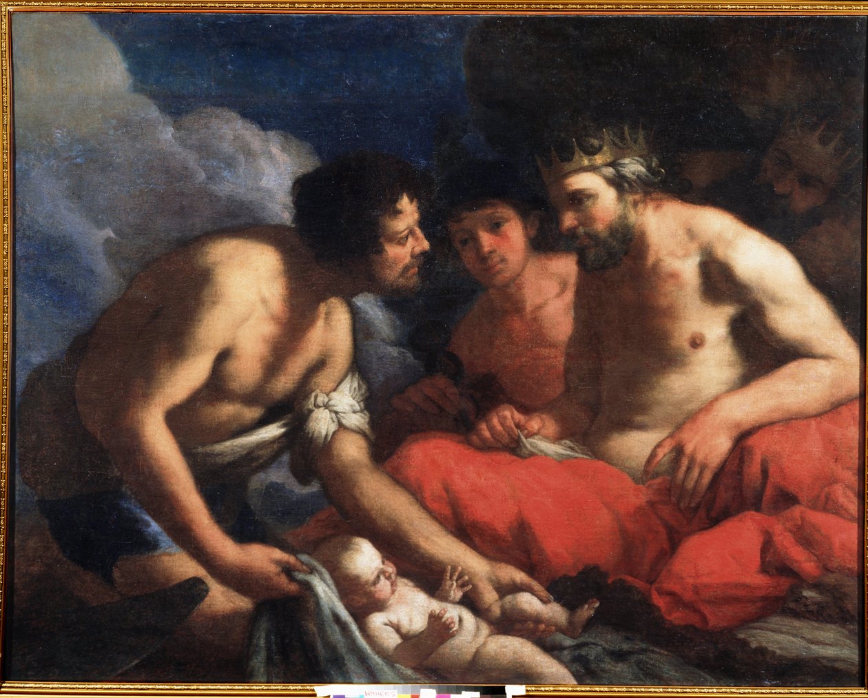 Palamédész és Odüsszeusz Telemachus (?) babával (Palamédész és Odüsszeusz). Antonio Zanchi (1631-1722) festménye. Olajfestmény alkotó: Antonio Zanchi