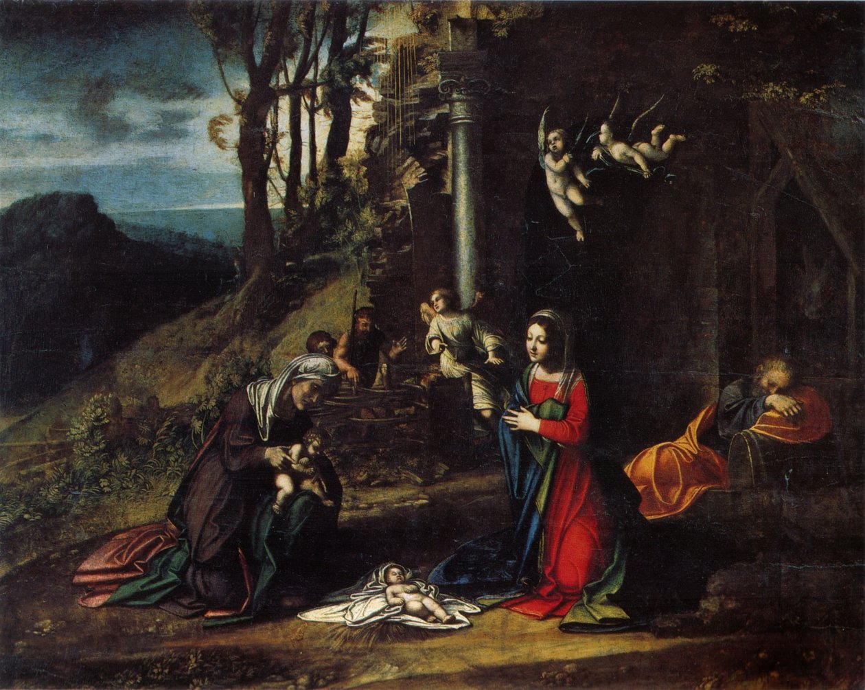 Olasz: Születés Szent Erzsébettel és Keresztelő Szent Jánossal Születés Szent Erzsébettel és Keresztelő Szent Jánossal alkotó: Antonio da Correggio