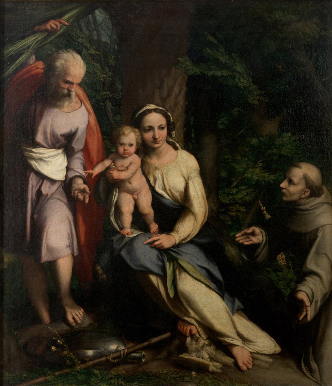 A pihenés az egyiptomi repülésen Assisi Szent Ferenccel, c. 1520. alkotó: Antonio da Correggio