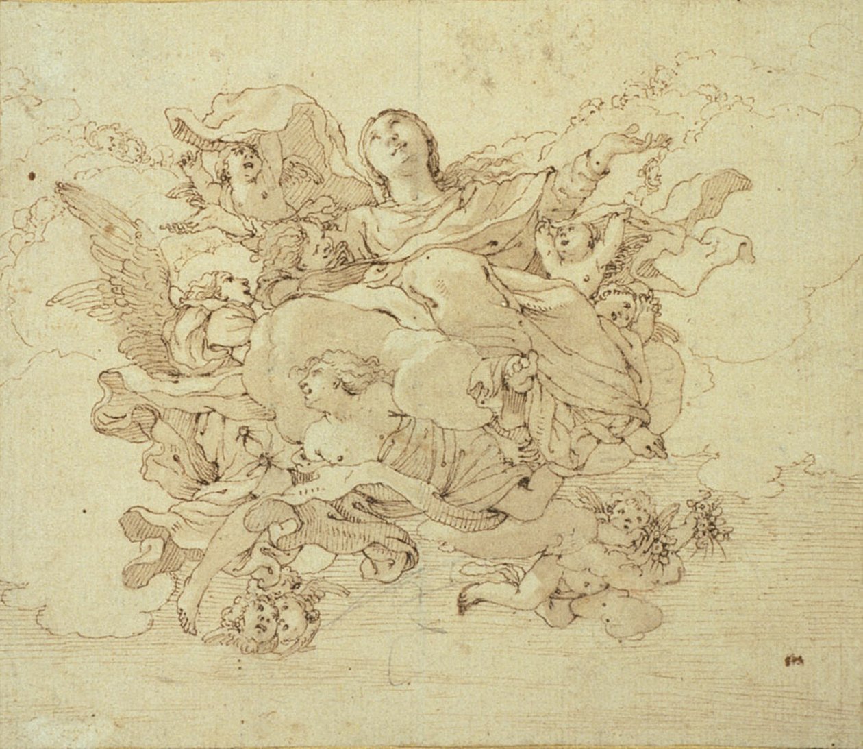 Szűz felhőkben, Angyalok támogatják alkotó: Antonio da Correggio