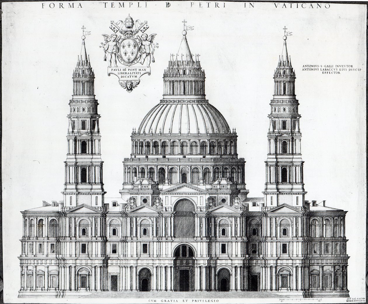 Szent Péter templom terve, Róma, 1539 alkotó: Antonio da Sangallo
