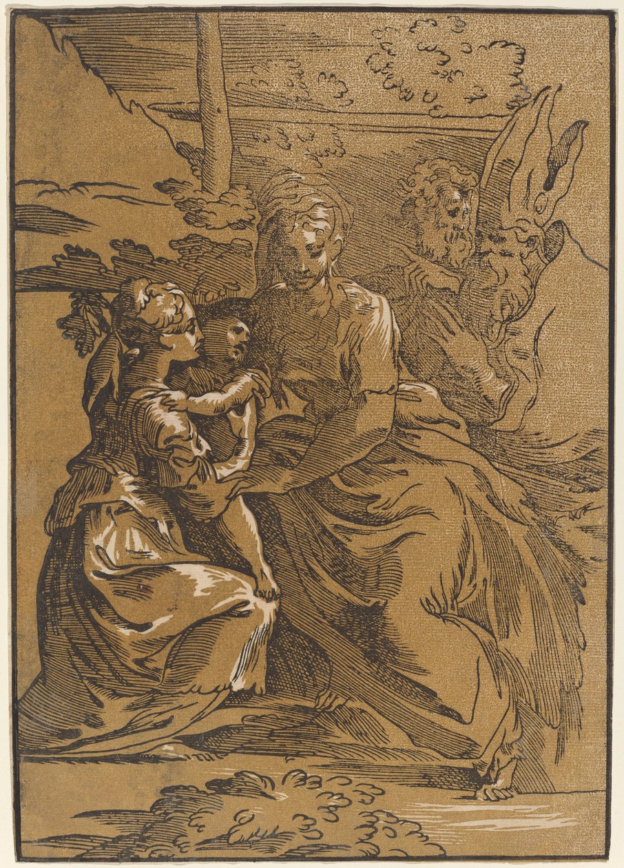 A Szent Család két szenttel alkotó: Antonio da Trento after Parmigianino