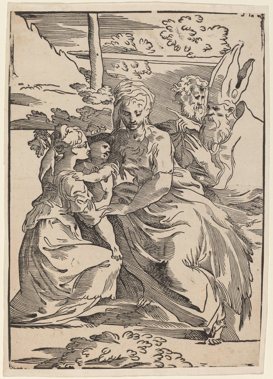 A Szent Család két szenttel alkotó: Antonio da Trento after Parmigianino