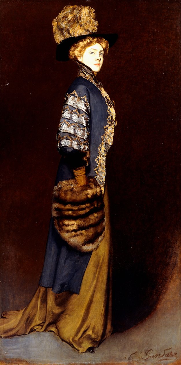 Elegáns hölgy szőrmuffal alkotó: Antonio de la Gandara