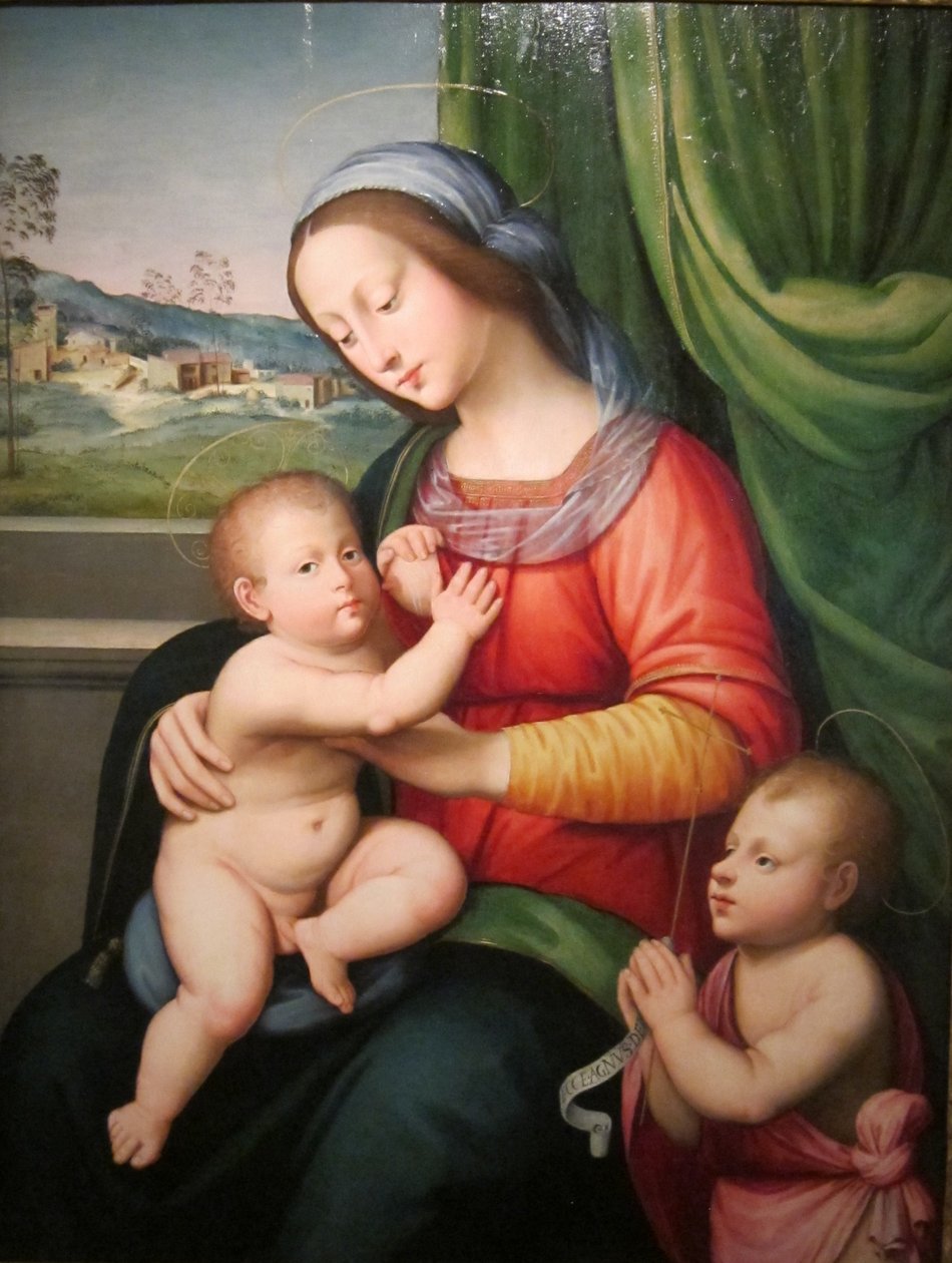 Madonna/ Szűzanya és gyermeke a Keresztelő Szent János csecsemővel alkotó: Antonio del Ceraiolo