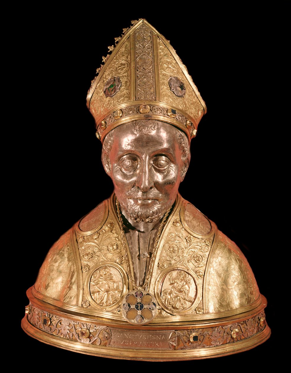 Antiochiai Ignác ereklyetartó mellszobra (kb. 35-110) (Antiochiai Ignác ereklyetartó mellszobra) Antonio di Salvi-nak tulajdonított arany rézszobor, a 15. századi Firenzei toszkán iskola, Museo Nazionale del Bargello, n Inv 4 OR alkotó: Antonio di Salvi