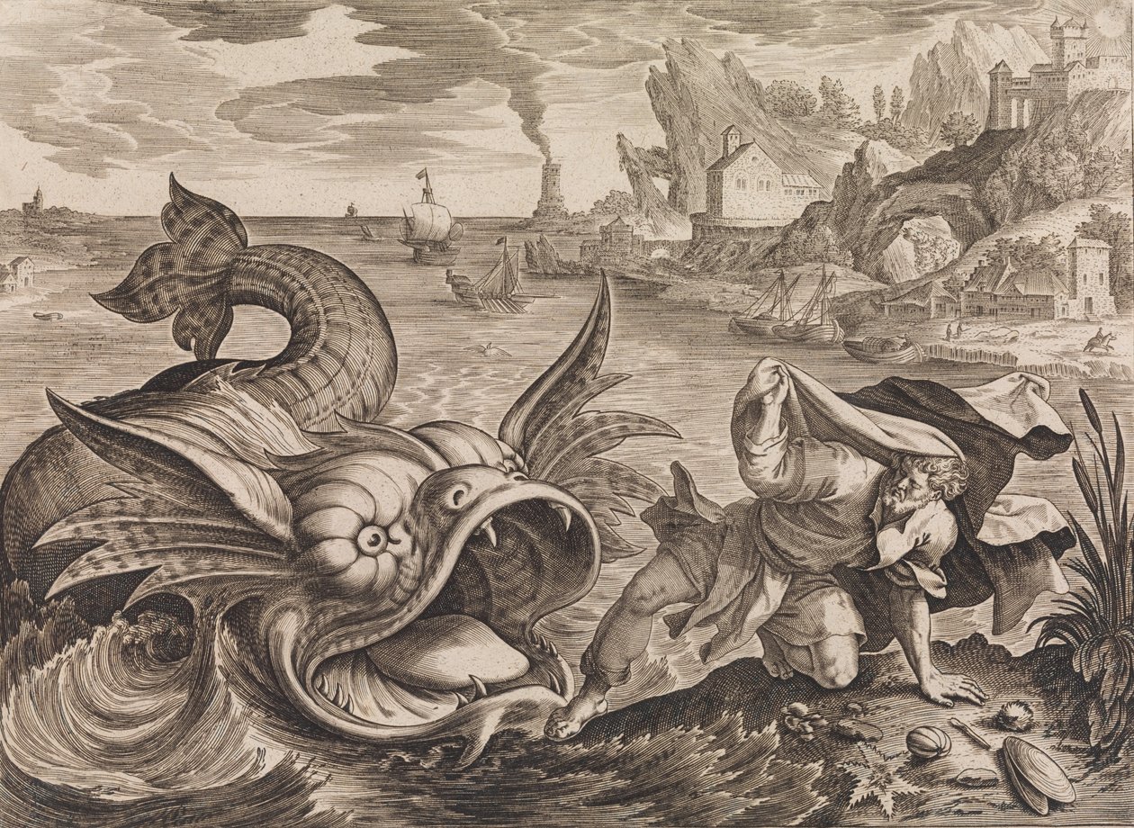 Jonah Cast on Shore by the Fish, kb. 1585 alkotó: Antonius Wierix
