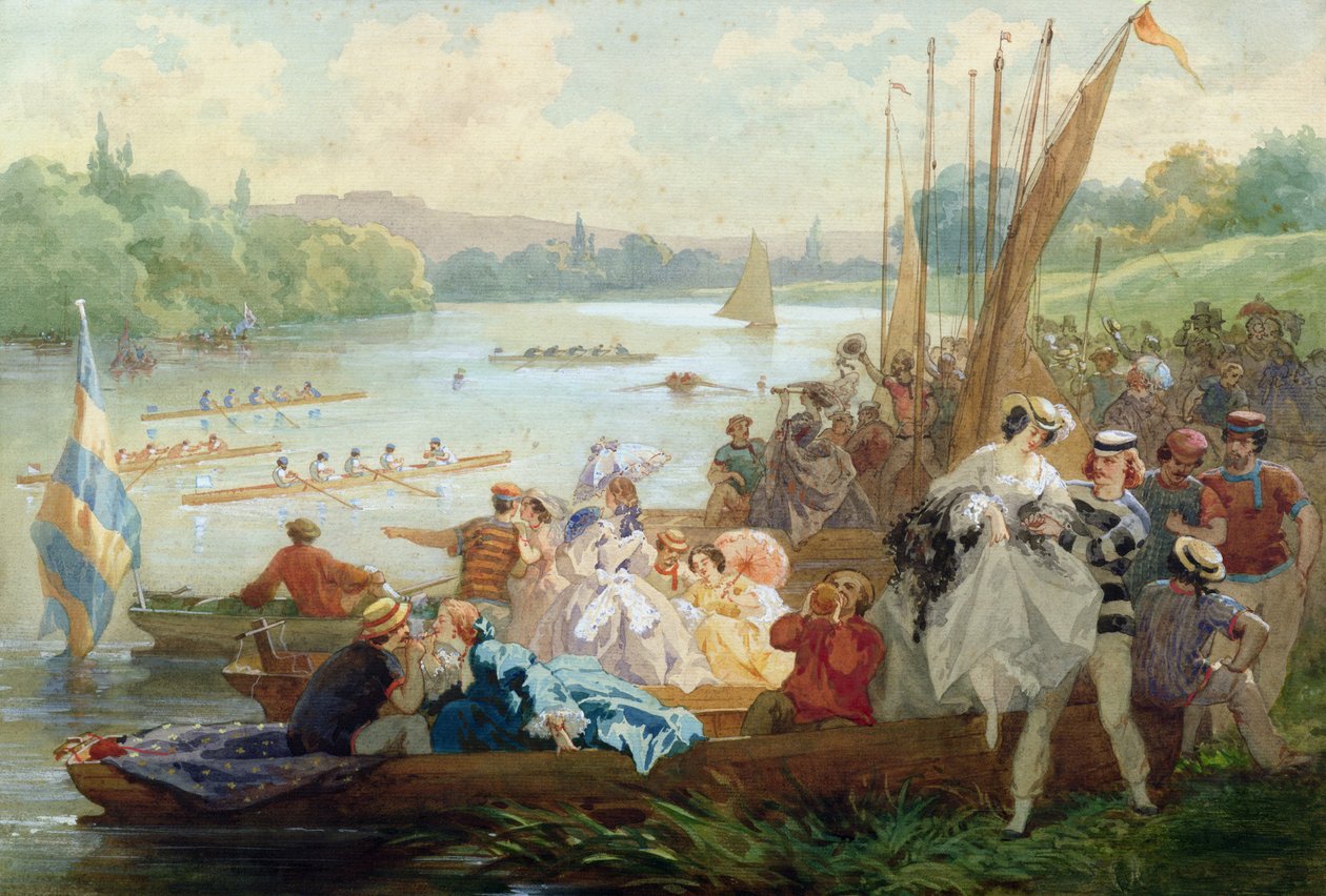 Regatta Asnieresben a Második Birodalom idején (wc és gouache papíron) alkotó: Antony Paul Emile Morlon
