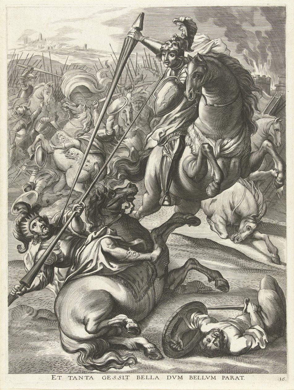 Akhilleusz legyőzi Telephoszt; Ferdinánd bevonulása Gentbe 1635-ben Et tanta gessit bella dvm bellvm parat (cím a tárgyon) alkotó: Antony van der Does