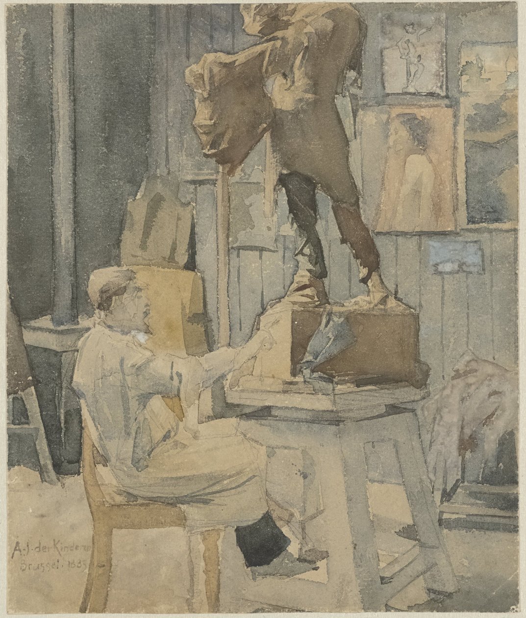 Jan Toorop egy szobrász műtermében alkotó: Antoon Derkinderen