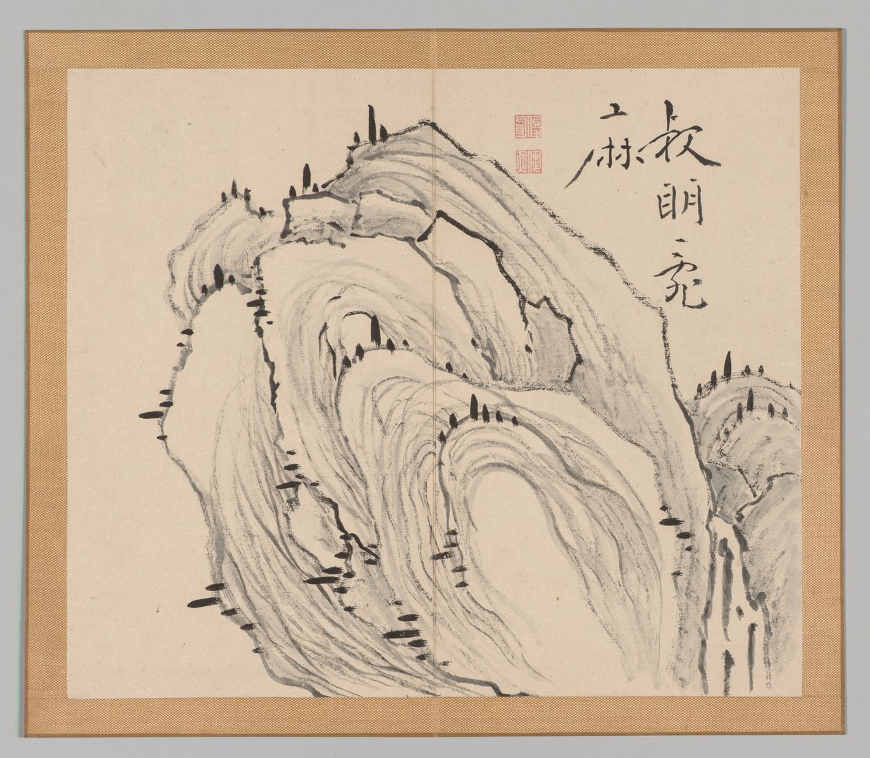 Double Album of Landscape Studies Ikeno Taiga után, 1. kötet 11. levél, 18. század. alkotó: Aoki Shukuya