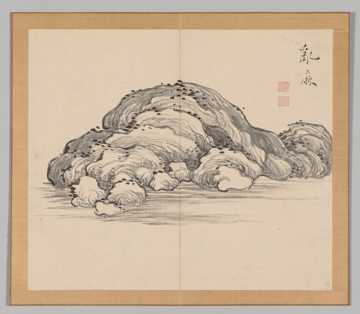 Double Album of Landscape Studies Ikeno Taiga után, 1. kötet 12. levél, 18. század. alkotó: Aoki Shukuya