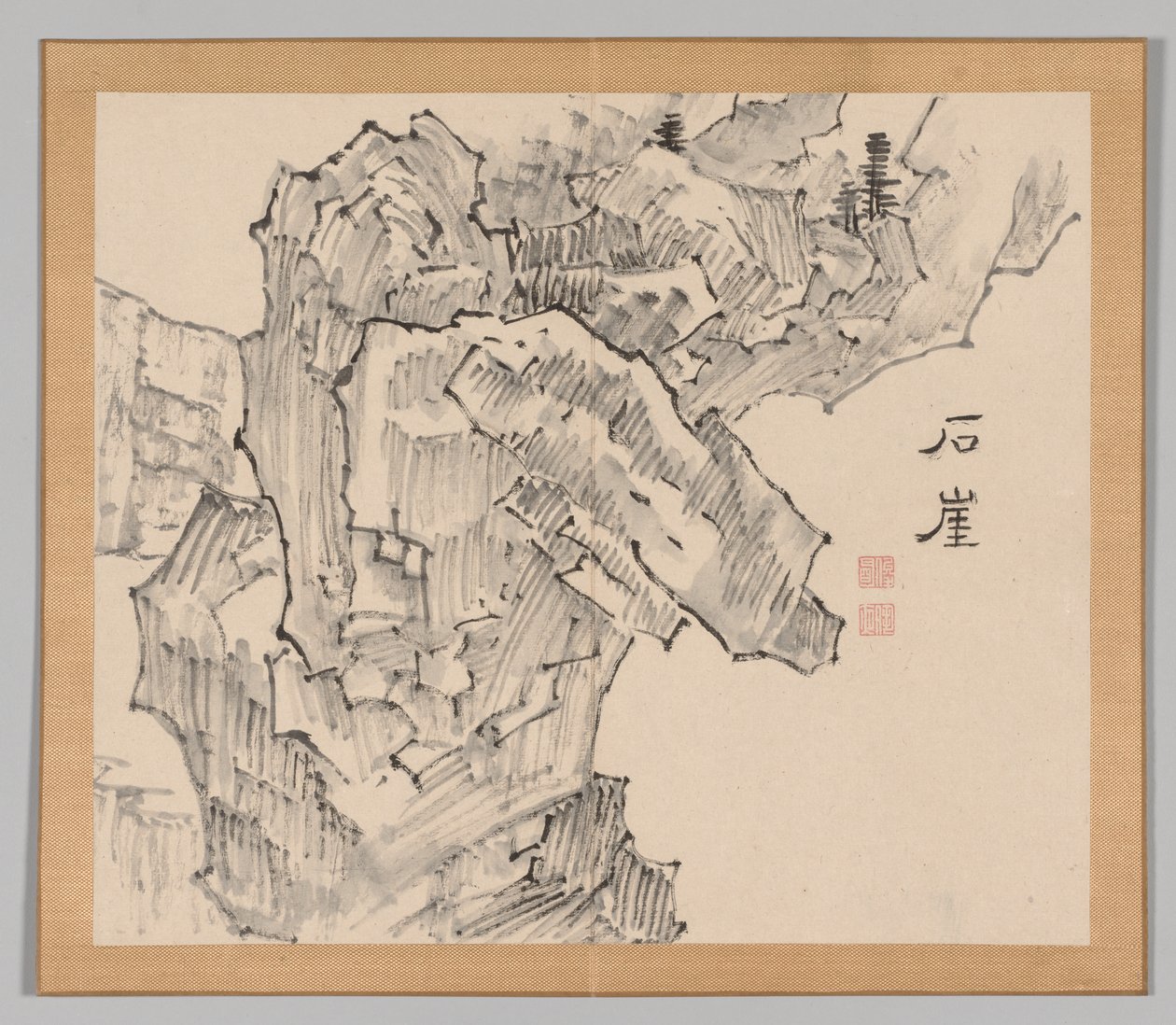Double Album of Landscape Studies Ikeno Taiga után, 1. kötet 19. levél, 18. század. alkotó: Aoki Shukuya