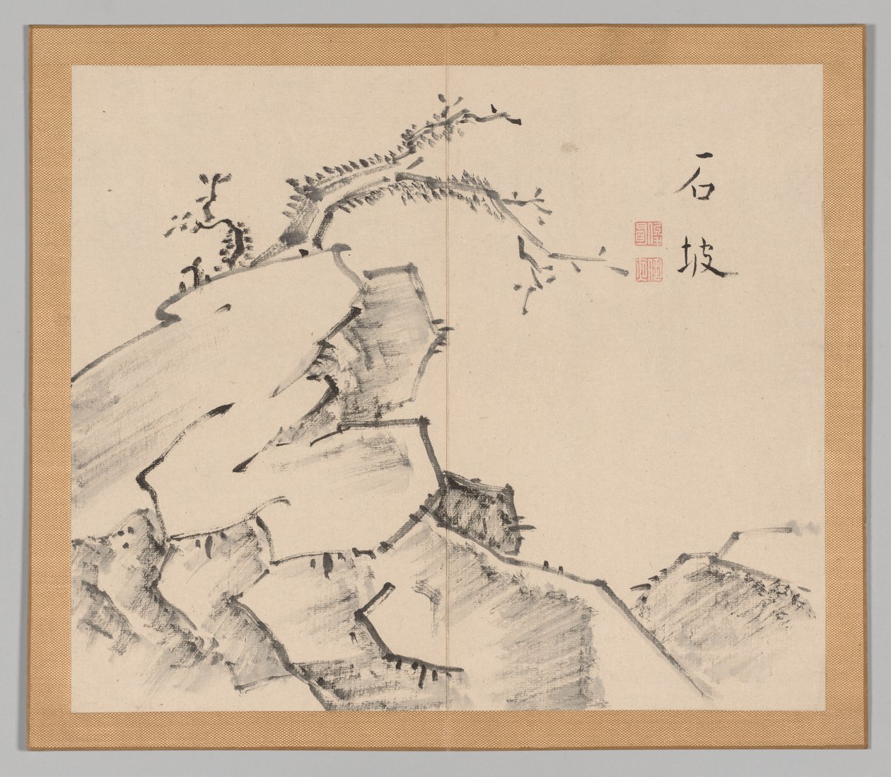 Double Album of Landscape Studies Ikeno Taiga után, 1. kötet 20. levél, 18. század. alkotó: Aoki Shukuya
