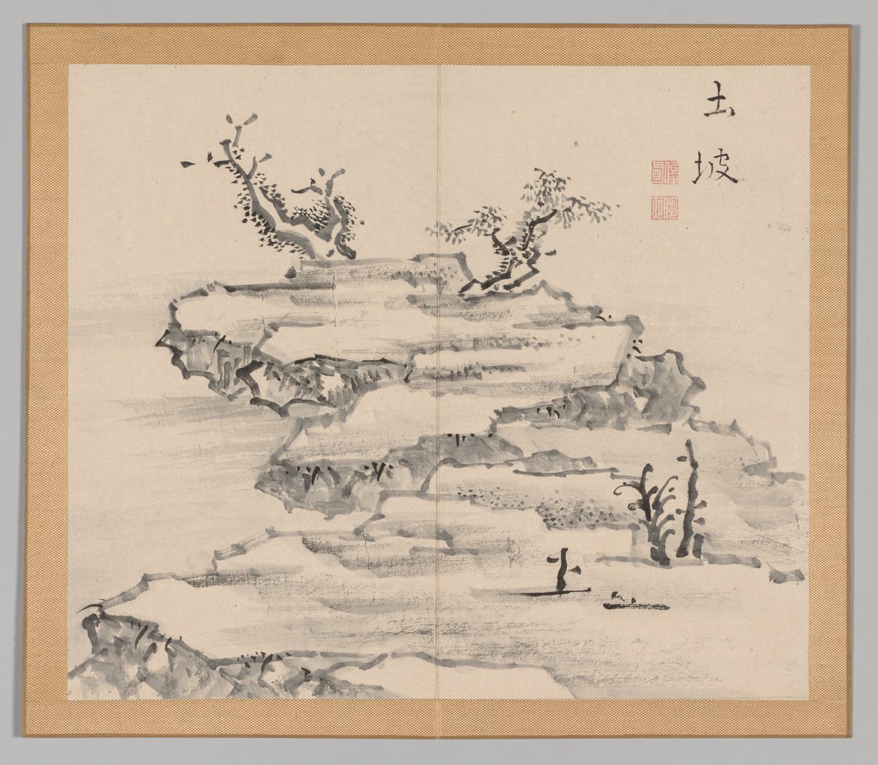 Double Album of Landscape Studies Ikeno Taiga után, 1. kötet 21. levél, 18. század. alkotó: Aoki Shukuya